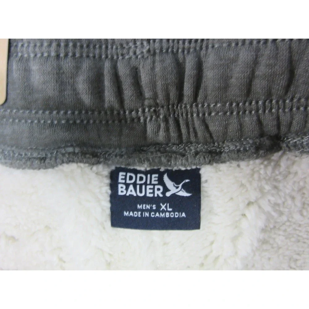 Eddie Bauer Sweat Pants Mens XL Green Faux Shearling Lined Jogger Outdoor New